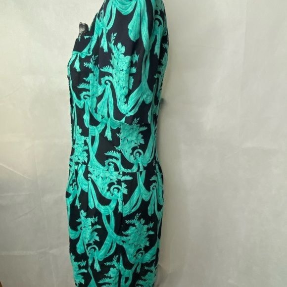 Vintage 80’s petite jazz ladies dress midi button front puff sleeve size 8 USA - Picture 6 of 15